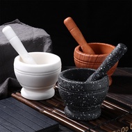 【CC】◄⊕  Dish Machine Washable Garlic Mortar Pestle Grinder Crusher Multi-Functional Wood Grain