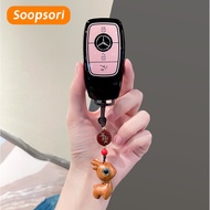 Soopsori Remote Key Fob Cover Key Case Holder Keychain For Mercedes Benz CLA GLA GLK AMG GLC C C200 