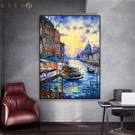 Venice Italian Canvas Print Tourism Poster Colorful Gondola Ship Landscape Wall Art Venice Canal Can