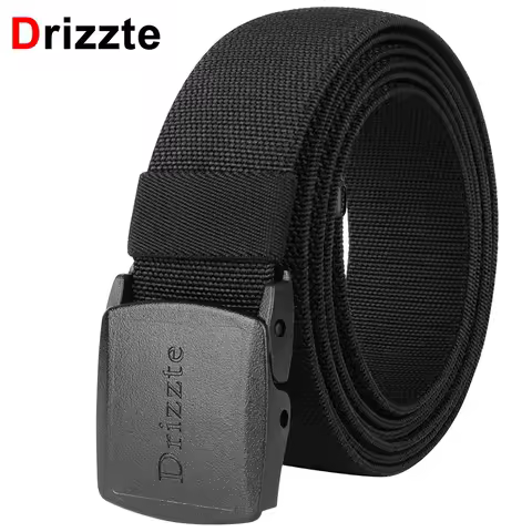 Drizzte Mens Big&Tall 120-190cm Elastic Stretch Fabric Dress Belt YKK Plastic Buckle 51 to 75inch Pl