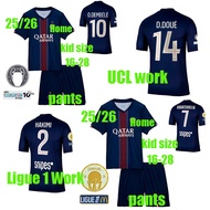 25/26 O.DEMBELE jersey 25/26 PSG jersey Home soccer clothe kid suit KVARATSKHELIA D.DOUE VITINHA HAK