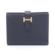 【二手】愛馬仕 HERMES 雙折皮夾 Bearn Compact 黑色皮革 Bearn Compact 黑色 女士二手 A