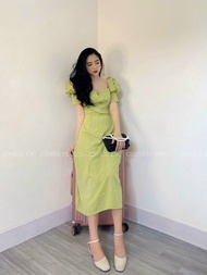 Mẫu váy đầm xòe dự tiệc cổ vuông cách điệu tay phồng duyên dáng trẻ trung mẫu mới giá rẻ đẹp có bigs