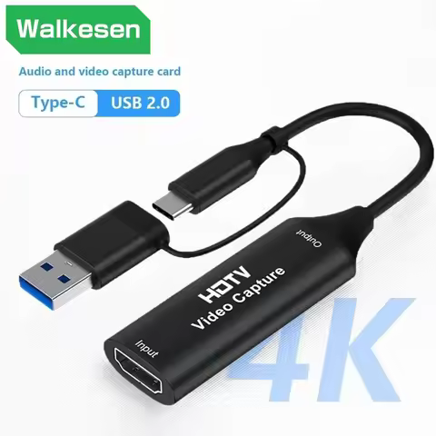 USB 3.0 2 IN 1 Video Capture Card 4K to USB 2.0 Type C 1080P Game Grabber Record For Live Streaming 
