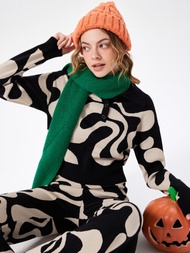 2019Cider Everyday Illusion Psychedelic Swirl Pullover Sweater เสื้อแขนยาวผู้หญิง เสื้อสเวตเตอร์กันหนาวแขนยาวผญ ลุคสตรีท สไตล์เกาหลี2023