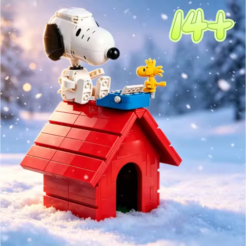 Peanuts Snoopy Vintage Doghouse Building Block Ornament 964pcs Classic Display Decor Model Diy Craft