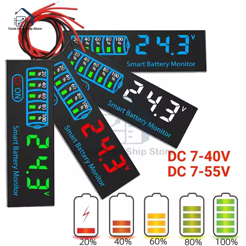 DC7V-55V 3-12S Battery Level Indicator Ternary Lithium Battery Lithium Iron Phosphate Lead-Acid Batt