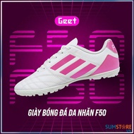Giày Bóng Đá Geet F50 Sọc Hồng - Giày Thể Thao Nam Nữ Chất Liệu Da Nhăn