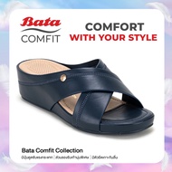 Bata บาจา Comfit รองเท้าเพื่อสุขภาพแบบสวม พร้อมเทคโนโลยีคุชชั่น รองรับน้ำหนักเท้า สูง 2 นิ้ว สำหรับผู้หญิง สีกรมท่า รหัส 7019088