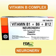 NEURONERV-  B COMPLEX  (VITAMIN B1+B6+B12)  100 TABLETS Expiry October 2026