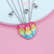 GOGUVO 3Pcs BFF Necklaces, Friendship Jewelry Friendship Matching Heart Pendant Necklace, Alloy Cute