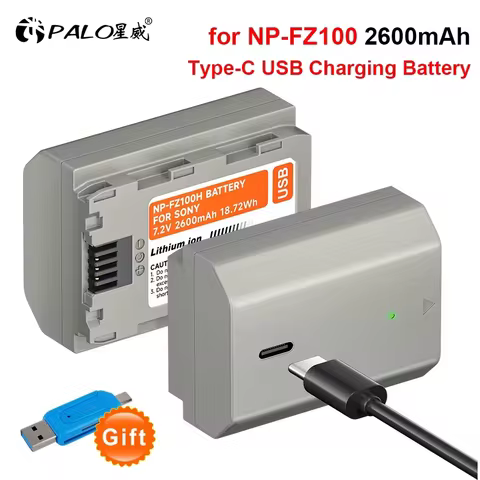 PALO NP-FZ100 NPFZ100 NP FZ100 USB Rechargeable Battery for SONY Alpha A6600 A6700, A7 III, A7R III,
