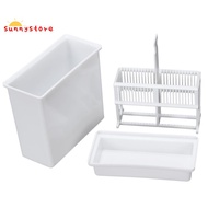 2 in 1 White 24 Pieces Microscope Slides Staining Rack Dish Set