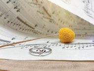 925純銀 純銀愛心排鑽鋯石線戒 鋯石戒指 線戒 開放式戒指 #12