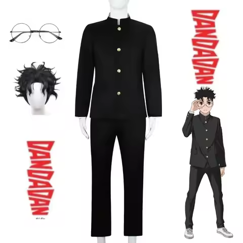 Dandadan School Uniform Black Jacket Pants Gakuran Glasses Ken Takakura Cosplay Costume Wig Anime Ok