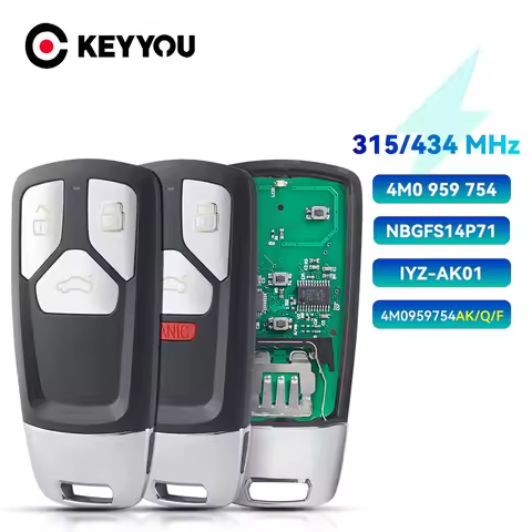 KEYYOU 315/ 434MHz 8S0 959 754 AL / 4M0 959 754 AK /AQ /AF /AJ / T 8S0 959 754 Smart Remote Key Fob 