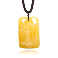 【正佳珠寶】蜜蠟琥珀 頂級異象金絞白 20.5g 平安無事牌