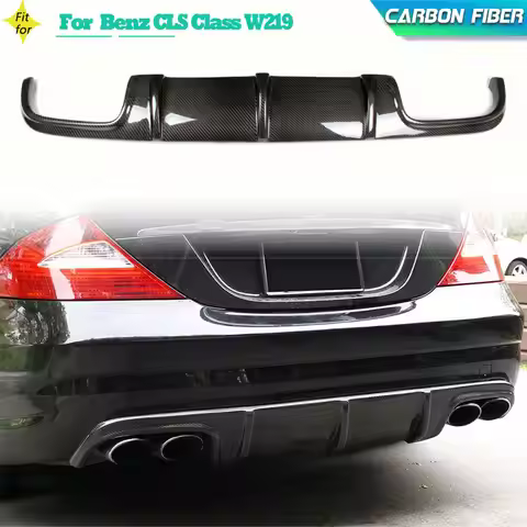Carbon Fiber Car Rear Bumper Diffuser Lip Spoiler for Mercedes Benz CLS Class W219 CLS63 AMG Sedan 2