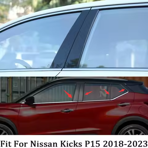 8Pcs Gloss Black Pillar Posts Door Trim Fit For Nissan Kicks P15 2018 2019 2020 2021 2022 2023 Windo