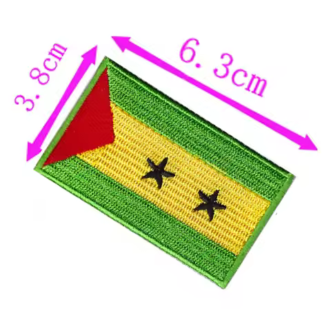 Sao Tome and Principe Country Flag Embroidery Patch 6.3cm Wide Iron On DIY Patch