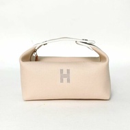 HERMES Bride-a-Brac飯盒包小號2114米色棉/帆布銀扣肩背包