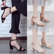 NOBLESSE Korean Suede High Heel Sandals Block Heel (leather and suede)