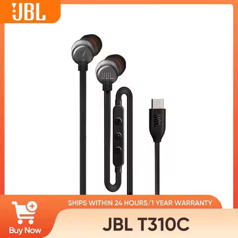 JBL Tune 310C - Wired Hi-Res in-Ear Headphones, Tangle-Free Flat Cable, 3-Button Remote with Microph