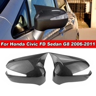 2Pcs Carbon Fiber Style Horns Shape Car Door Side Wing Rearview Mirror Cover Trim Cap ABS Sticker Fo