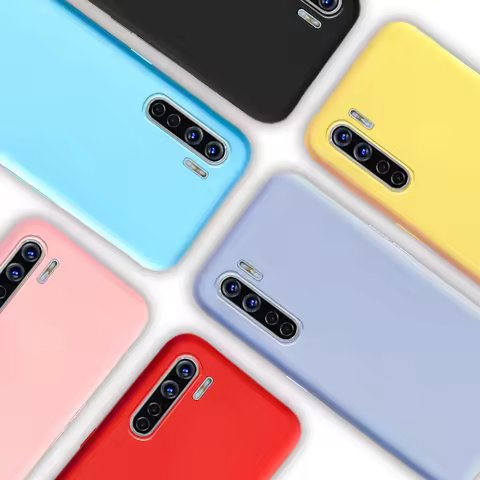 Shockproof Case For OPPO A91 F15 Soft Silicon Back Cover For Reno 3 Plain Color Phone Case for Oppo 