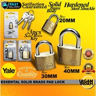 YALE YE1 ESSENTAIL SOLID BRASS PAD LOCK 20MM 30MM 40MM , LUGGAGE LOCK , YALE LOCK, MANGGA KUNCI YALE