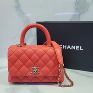 「可簽卡 +0%」Chanel Mini Coco Handle 紅色金扣