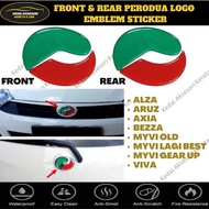 PERODUA LOGO 2PCS Epoxy STICKER EMBLEM REFLECTING STICKER DEPAN BELAKANG Myvi Bezza Axia Alza Viva a