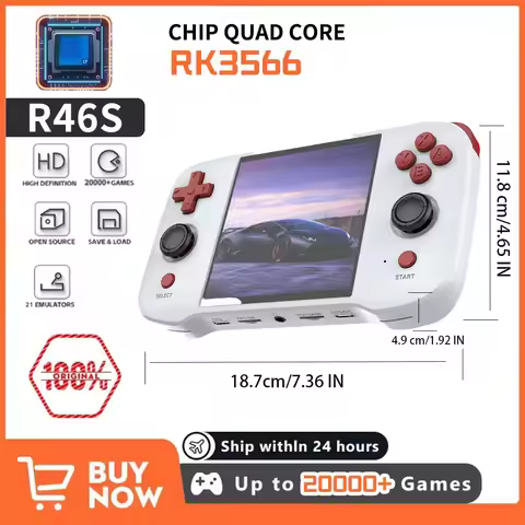 R46S Retro Handheld Game Console - 64G/128G Linux System, 4.0inch IPS Screen, 1.8GHz, 2-Player WIFI 