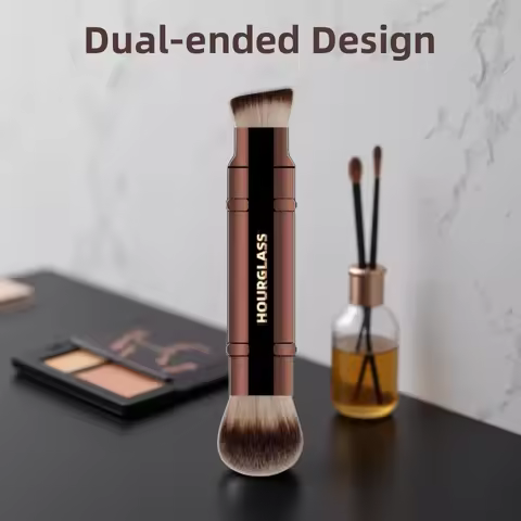 Hourglass Multifunctional Makeup Brushes, Double-ended Foundation Brush and Loose Powder Brush