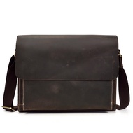 New store openingMens Genuine Leather Bag Messenger A4 Vintage Crazy Horse Leather Shoulder Bag Cowh