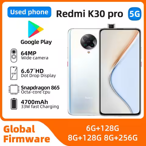 Redmi K30 Pro 5G CPU Qualcomm Snapdragon 865 2.84GHz 64MP Battery 4700mAh 6.67inch 2400x1080px Used 