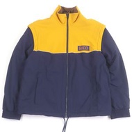 GUCCI 673635 雙向彈性針織背心/外套，成色極佳，內襯抓絨，飾有通體GG標誌印花。海軍藍和黃色配色。尺寸M。含衣架。正品，義大利製。