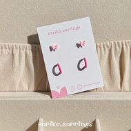 niprich888 - candy ie and C pic hoop set เซ็ตต่างหูผีเสื้อและครึ่งห่วงก้านเงินแท้ชุบทองคำขาว ผิวแพ้ง