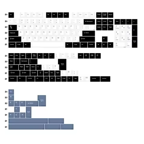 Double Shot PBT Keycaps GMK Arctic Keyboard Key Cap Retro Cherry Profile ISO Keycap for MX Switches 