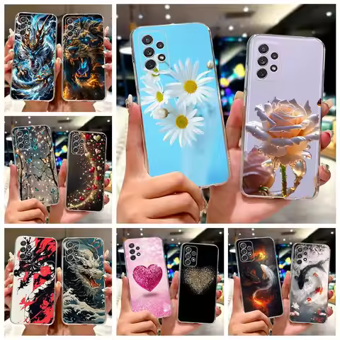 For Samsung Galaxy A32 4G Case SM-A325F Luxury Flowers Painted Cover Soft Slim Phone Case For Samsun