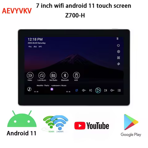 7 inch wifi android 11 touch screen TF card mini USB google play youtube spotify online video wall a