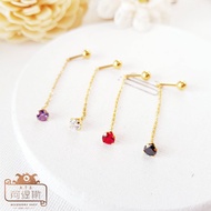 316L Medical Steel Gold Chain Single Diamond Grab Inlaid Dangling Fine Needle Lock Earrings Price Ar