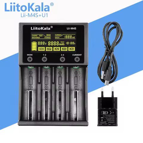 1-5PCS LiitoKala Lii-M4S+U1 18650 Smart Charger LCD Display for 26650 21700 32650 18500 20700 21700