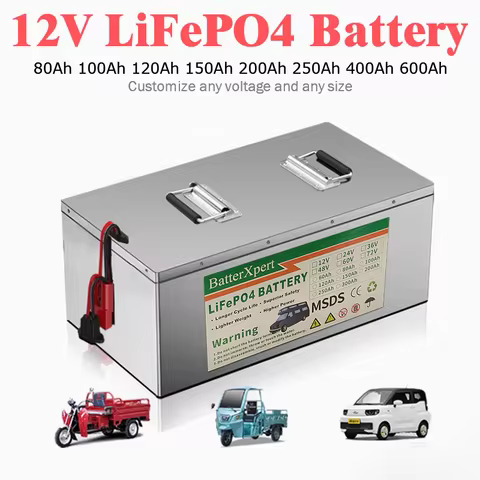 Rechargeable 12V 80Ah Lifepo4 Battery 100Ah 120Ah 150Ah 200Ah 250Ah 400Ah 600Ah for 1000W Off-Grid U