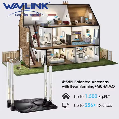 Wavlink Wi-Fi 6 AX3000 High Power Dual Band Speeds 2.4GHz 574Mbps 5GHz 2402Mbps Router/Repeater 802.