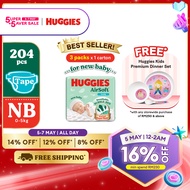 HUGGIES AirSoft Diapers for Newborn Baby NB68 (3 packs) Breathable and Soft diaper
