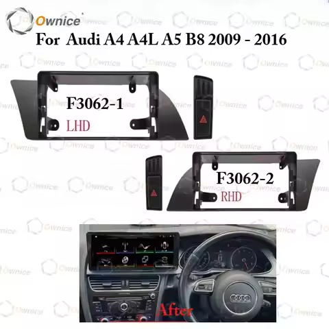 Ownice F3 12.3" 10.25" Big Screen DVD Fascia Frame Adapter for Audi A4 A4L A5 B8 2009 - 2016 LHD RHD