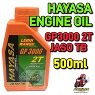 100% ORIGINAL HAYASA ENGINE OIL MINYAK HITAM GP 3 GP3000 2T JASO TB 500ML USE FOR MOTORCYCLE LC135 Y