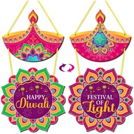 Tanda Pintu Selamat Diwali Hiasan Pintu Kayu Diwali Pesta Lampu Hiasan Gantung Pintu Depan Tanda Din