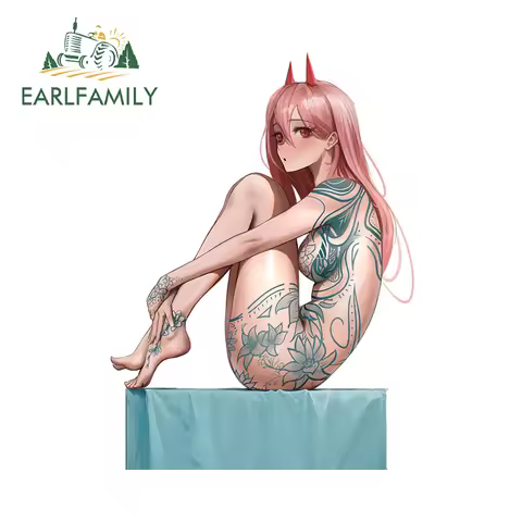 EARLFAMILY Hentai Tattoo Anime Girls Car Stickers Makima Power Kobeni Refrigerator Decals Waterproof